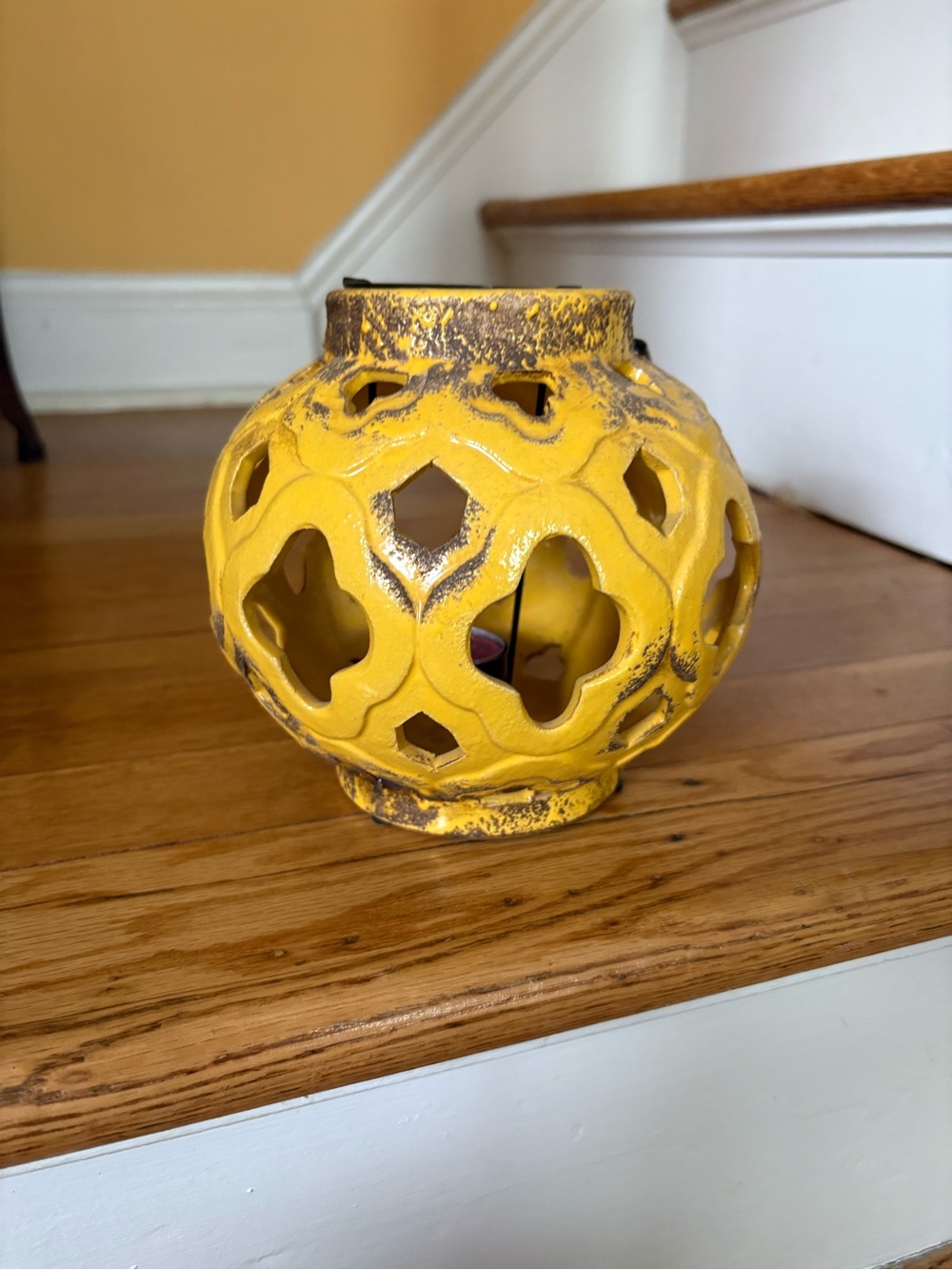 Yellow Decorative Ceramic Lantern Vase - Home Accents